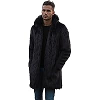 Lisa Colly Men's Fluffy Faux Fur Coat Winter Long Jacket Overcoat